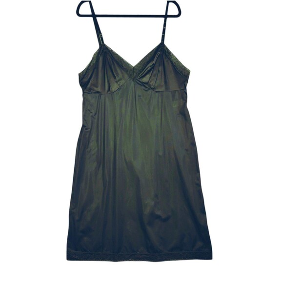 Vanity Fair Full Slip Dress Women 36 Black Lace Adjustable Straps Knee Length - Picture 1 of 7